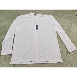 Trust Mens Sz 5X White Long Sleeve Button Front Shirt Textured Nylon NWT